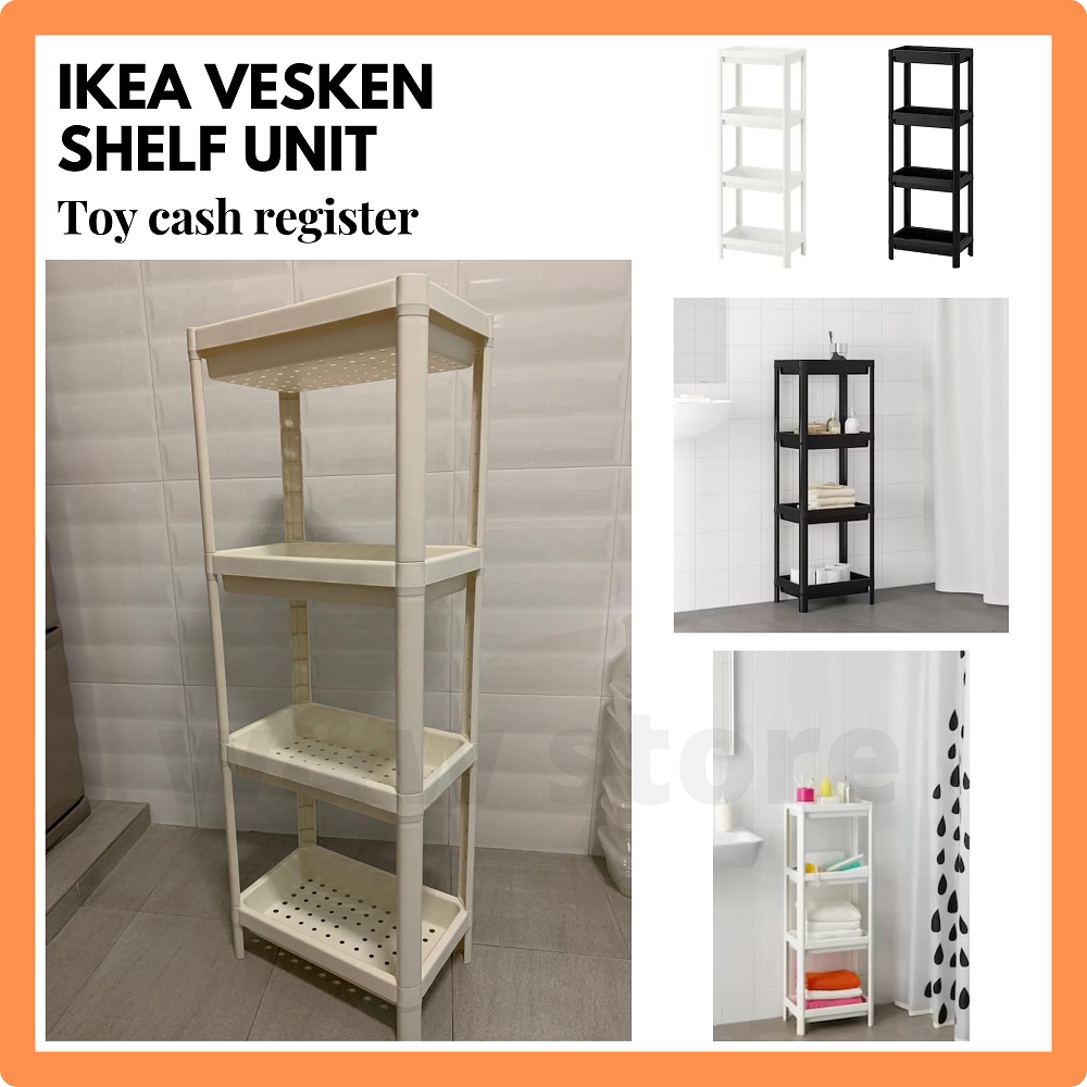 IKEA VESKEN Shelf unit, white / black, 36x23x100 cm (100 GENUINE