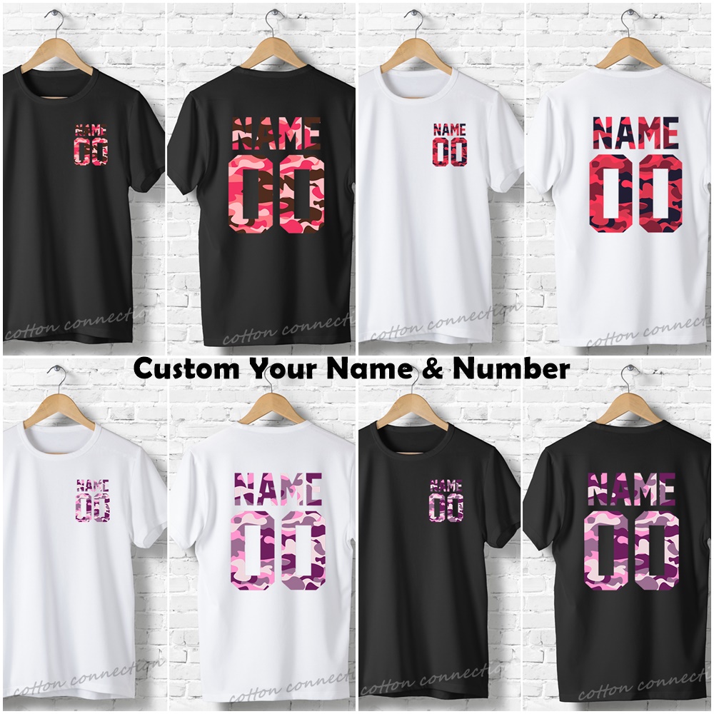 Custom Print Name & Number T-Shirt Unisex - Corak Camouflage 2 - Custom Nama & Nombor Baju T Shirt 100% Cotton