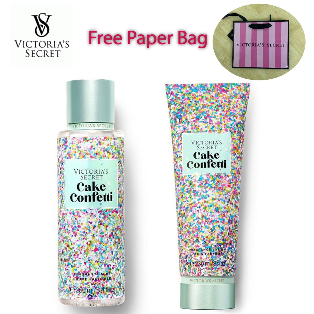 Victoria Secret Body Mist 250ml Lotion 236ml Cake Confetti With Free Paper Bag Shopee Malaysia