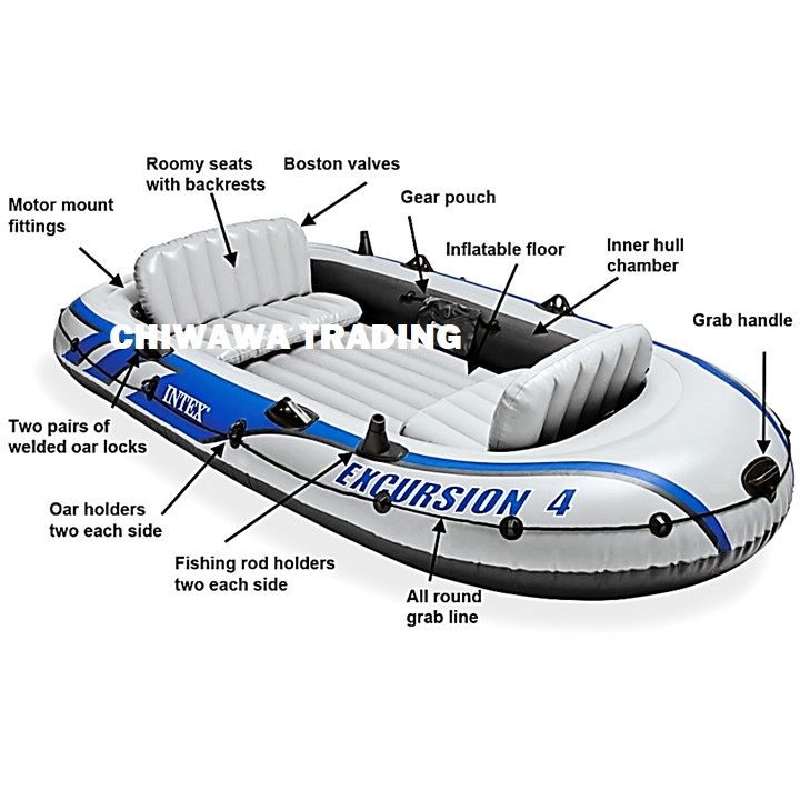 Intex Excursion 4 Inflatable 4 5 Person Swimming Fishing Pvc