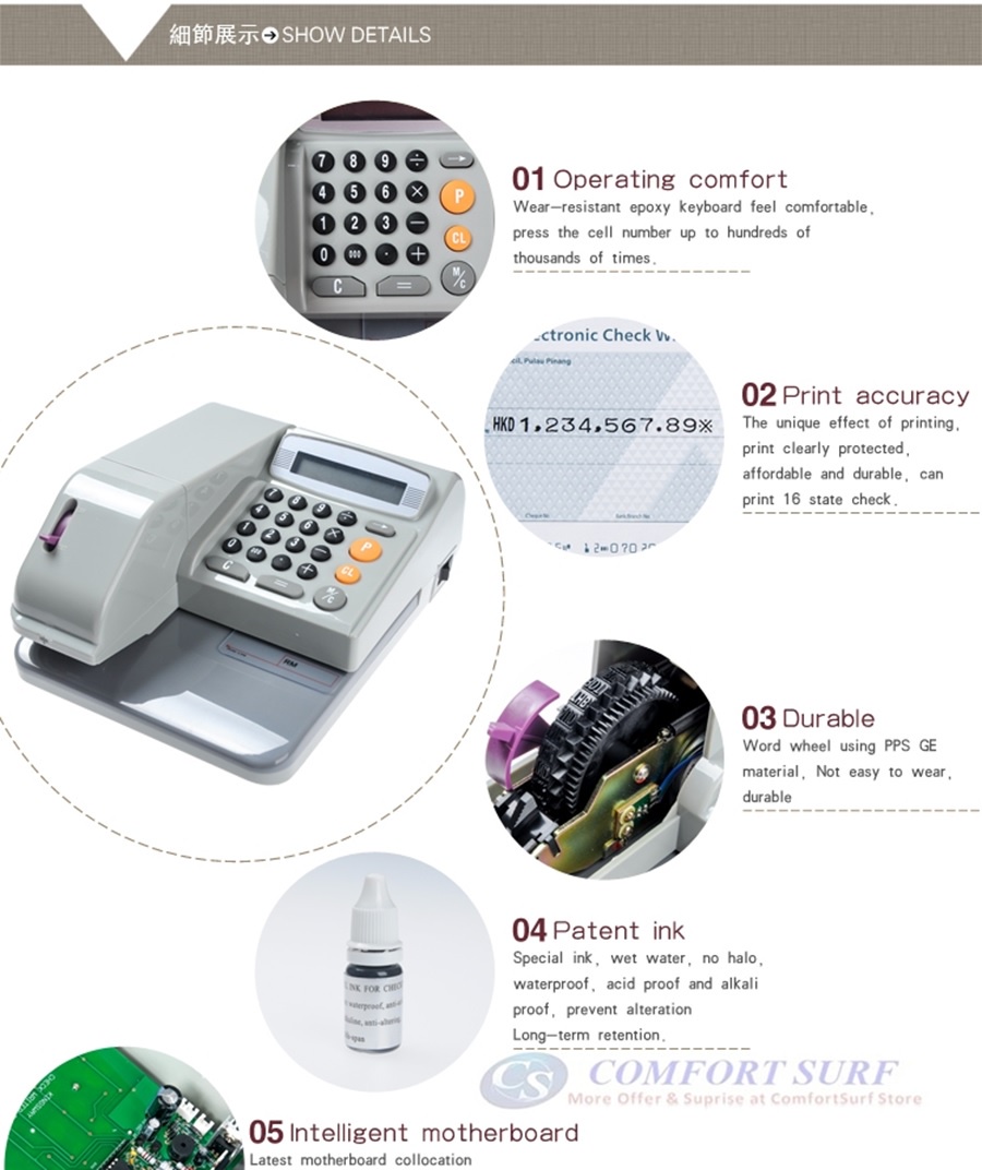 Multi Currency Cheque Writer MCEC310 Check Writer Cheque Printer