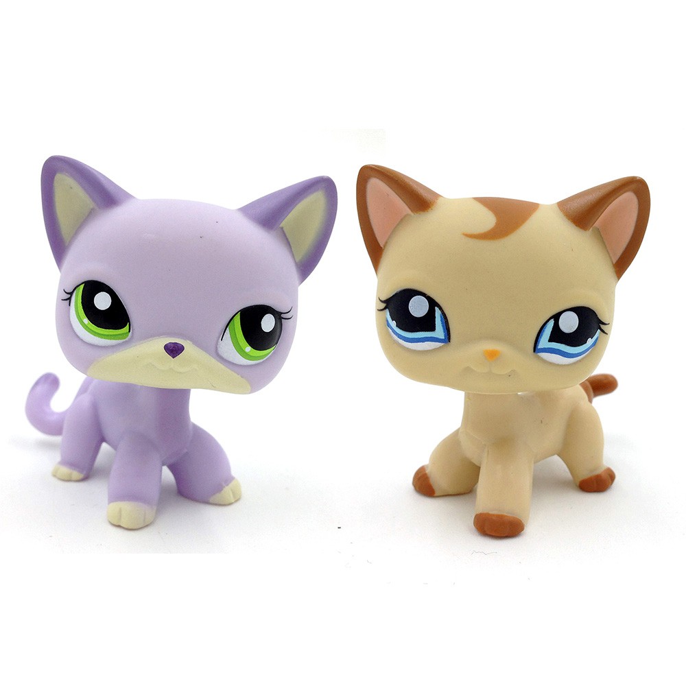 Littlest Pet Shop2094 LPS Purple White ShortHair Cat 1024 Caramel Cat Girl Gift