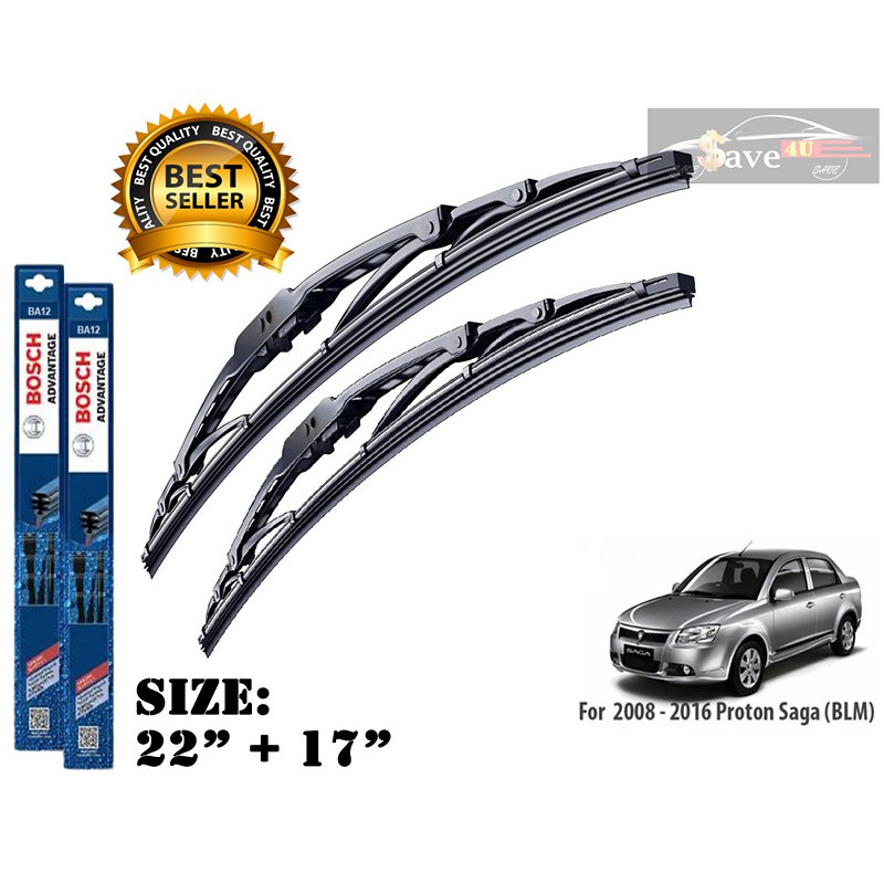 Original Bosch Advantage Wiper Blade Set For Saga Blm Saga Flx 22 17 Shopee Malaysia