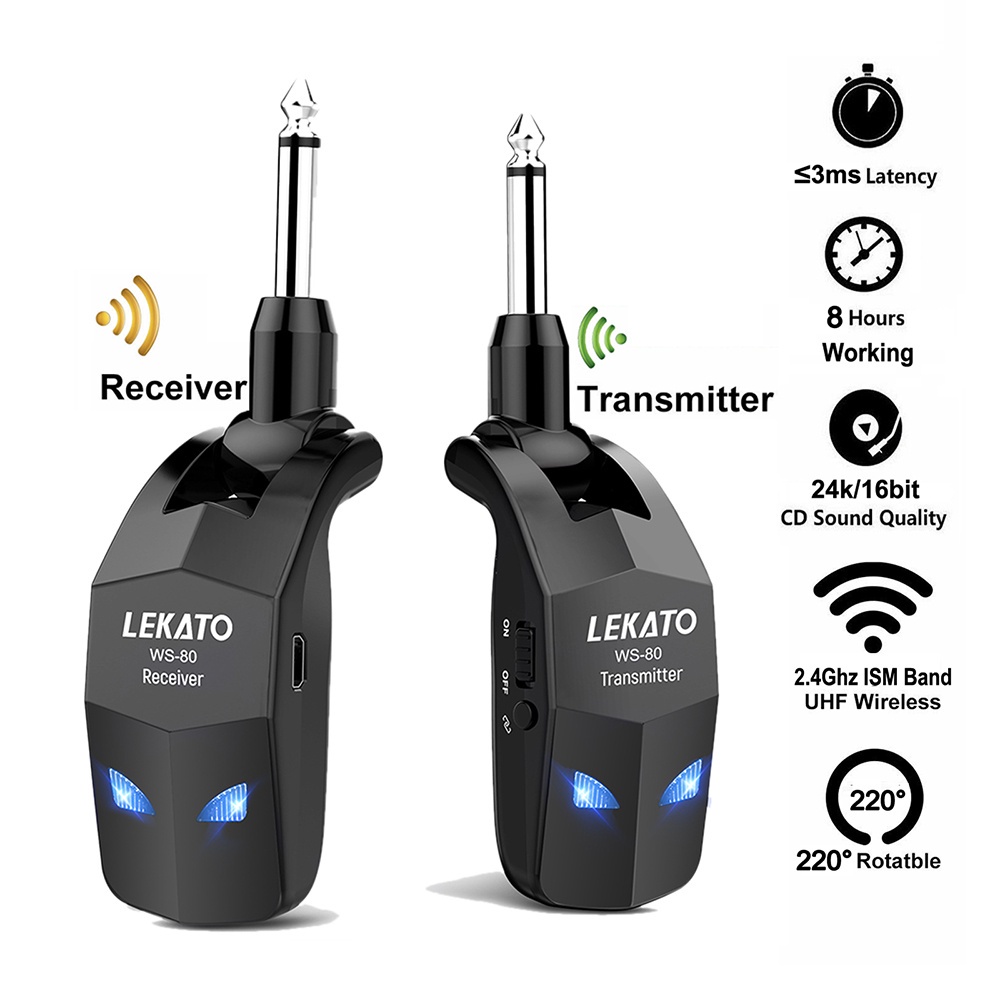 Must Reliable LEKATO 2.4GHz Guitar Wireless System Transmitter Receiver Bass Built-In Rechargeable Essential Multi - Image 2