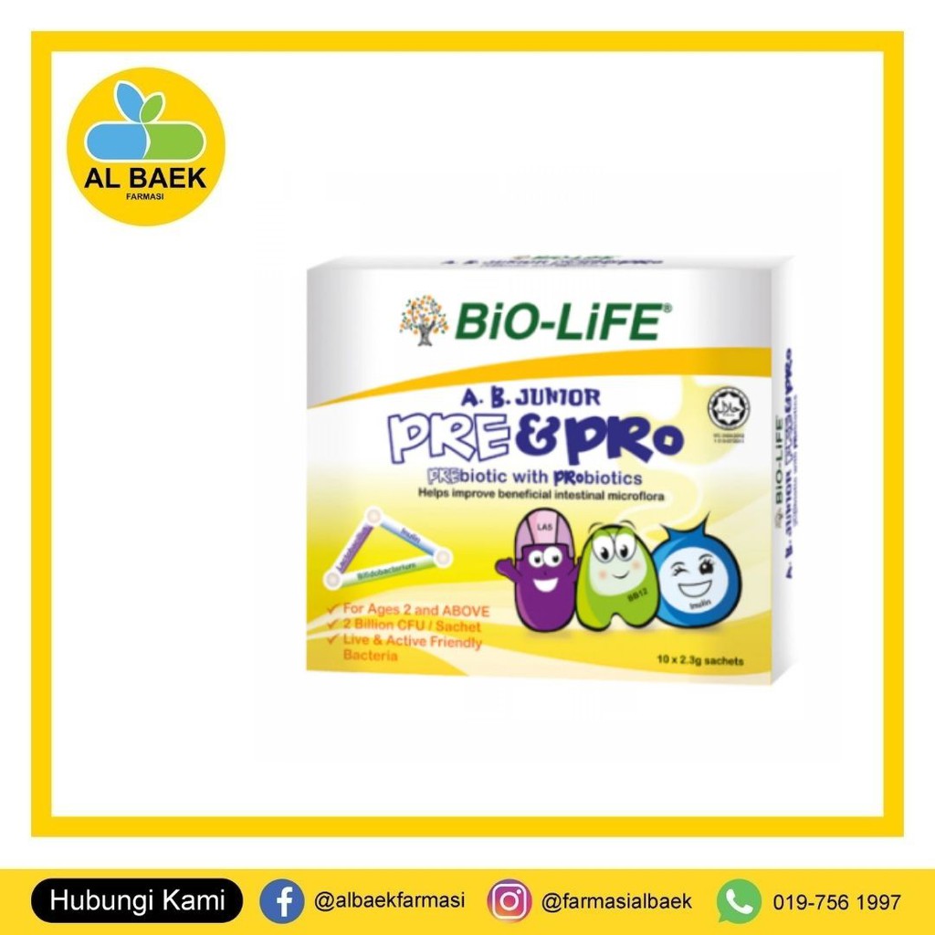 BIO-LIFE AB Junior PRE + PRO 2.3g ( BioLife Prebiotic Probiotic ) 10 ...