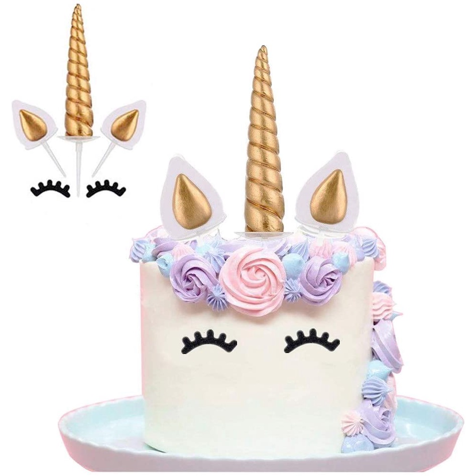 Reusable Golden Horn Set, Ears and Eyelashes, Suitable for Unicorn Party Decoration, baby shower, Wedding