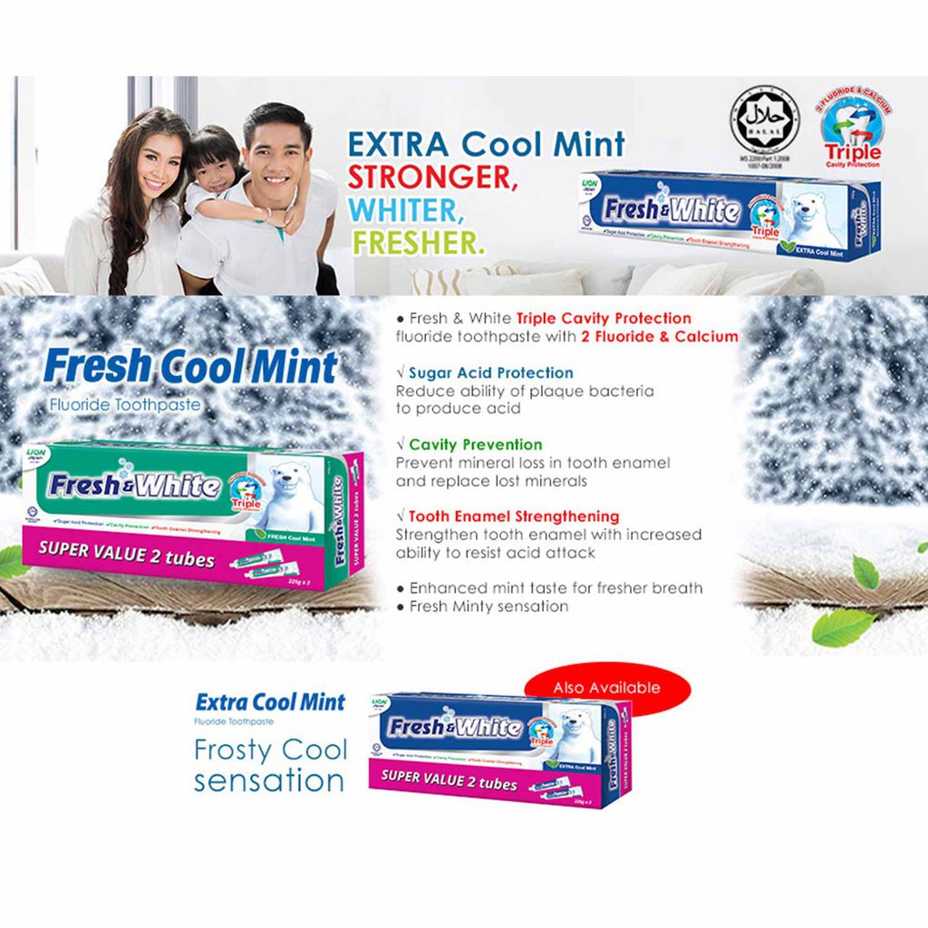 Fresh And White Toothpaste 【225gm 50gm】 Shopee Malaysia