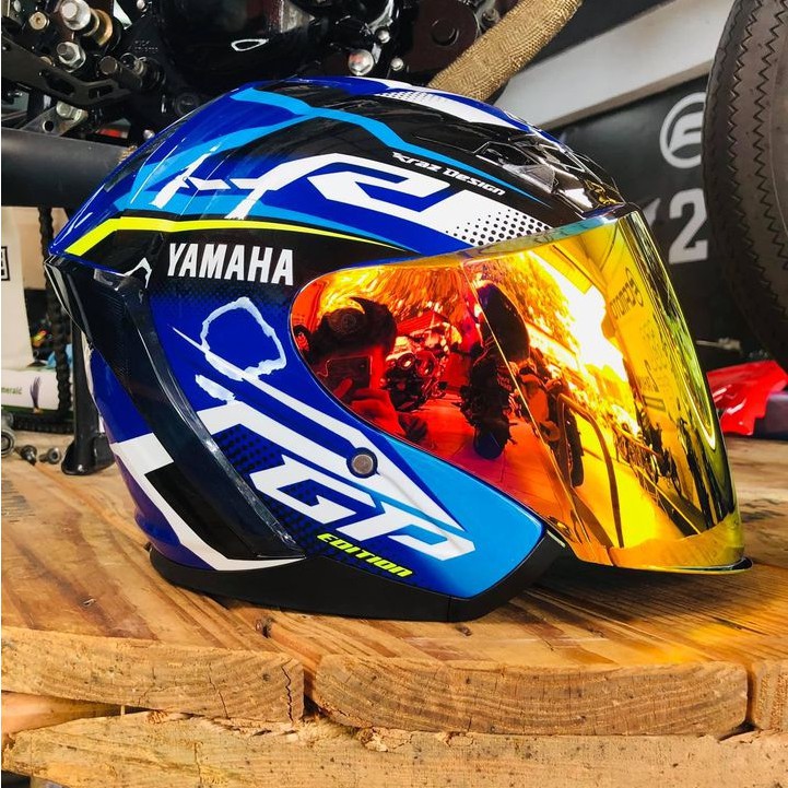 MHR BEATZ OF622 Yamaha GP R1 Blue / Red / Yellow / Petronas Green  (Open face with single helmet) Monster Energy