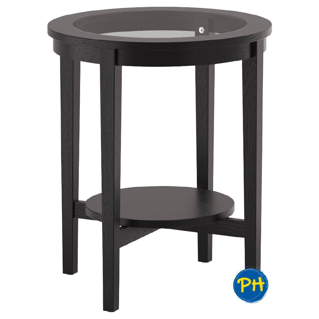 Ikea Malmsta 203 530 67 Round Glass Top Woof Side Table Black Brown Black Shopee Malaysia