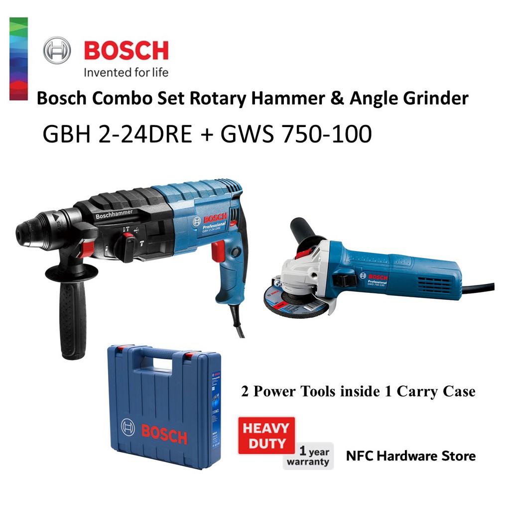 Bosch Combo Set Gbh 2 24 Dre Gws 750 100 Shopee Malaysia