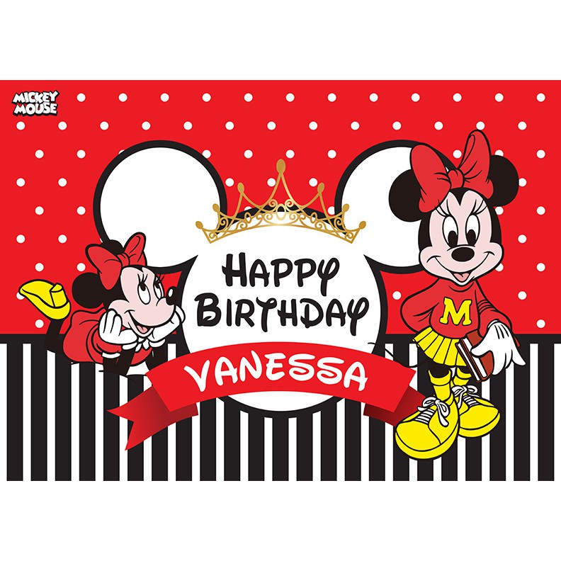 Happy Birthday Banner Mickey Mouse Birthday Banner / Birthday Backdrop / Hari Jadi - Mickey Mouse / Minnie  Mouse | Shopee Malaysia