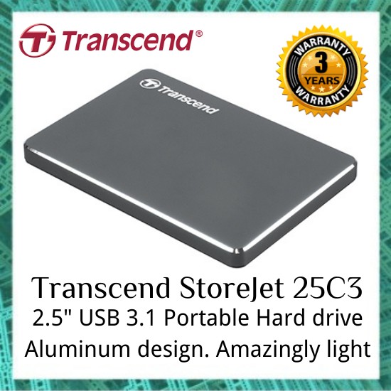 Transcend StoreJet 25C3 2.5" USB 3.1 Portable Hard drive Aluminum ...