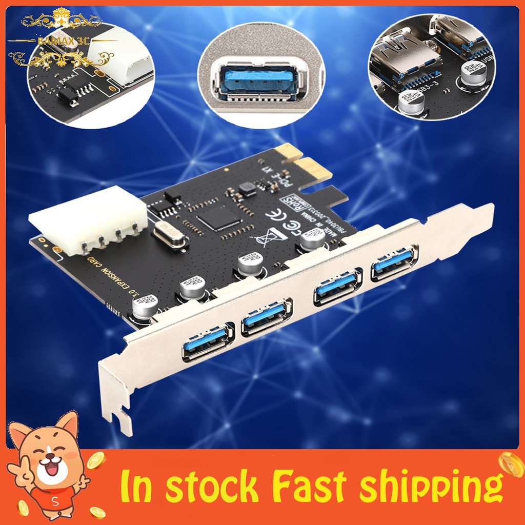 Bamaxis Pcie To Usb 3 0 4ports 5gbps Expansion Card Shopee Malaysia