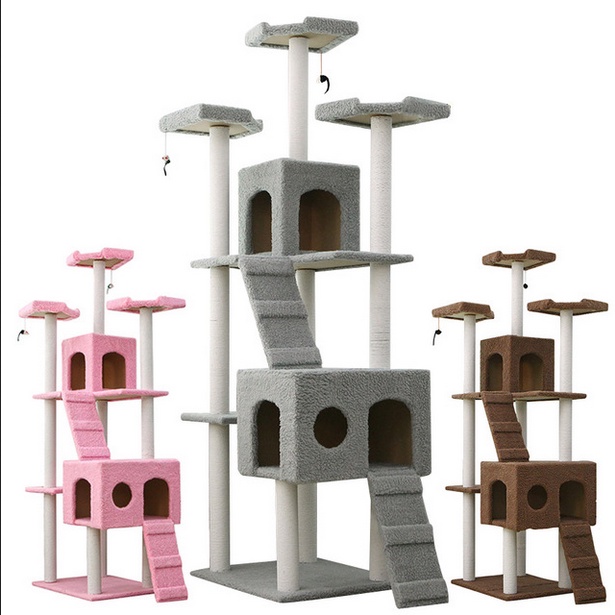 185CM Extra Large Premium Cat Tree Wooden House Cat Condo Cat Scratcher House