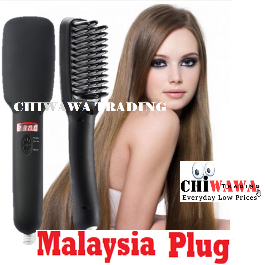 【Anti Hair Split】Ionic Hair Straightener Comb Brush Curler Irons / Sikat Pelurus
