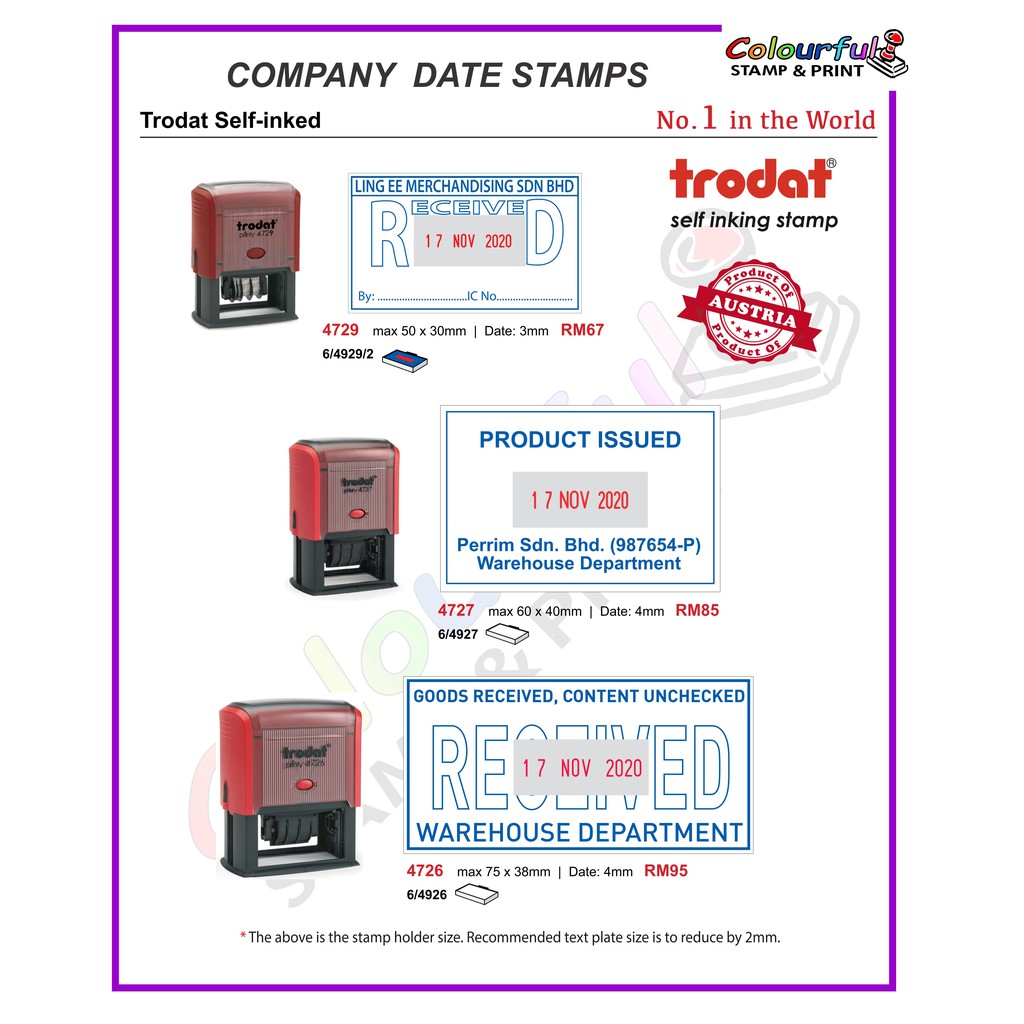 Trodat Self-inked Company Date Rubber Stamp. Hight Quality | Shopee ...