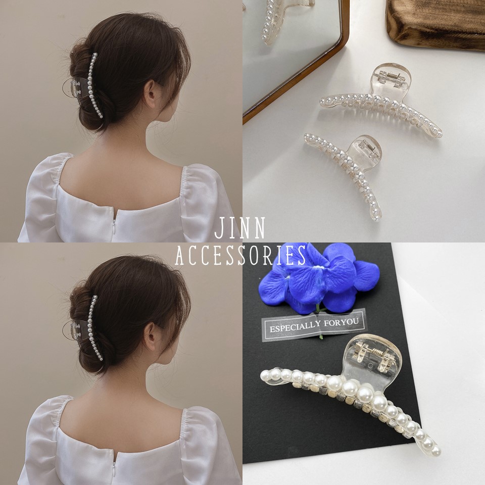 Jinn Accessories TOC009 Luxurious Pearl Transparent Hairpin