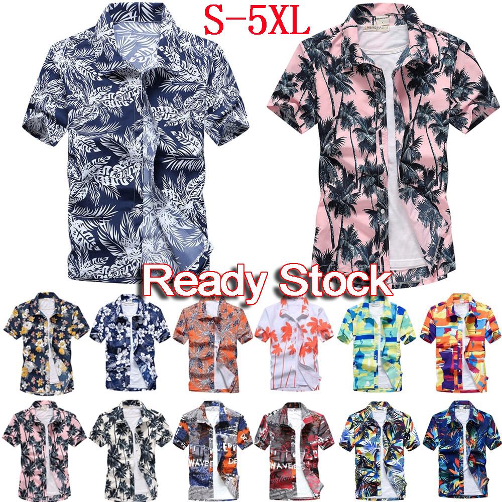 S-5XL Fashion Men Aloha Hawaiian Beach Shirts