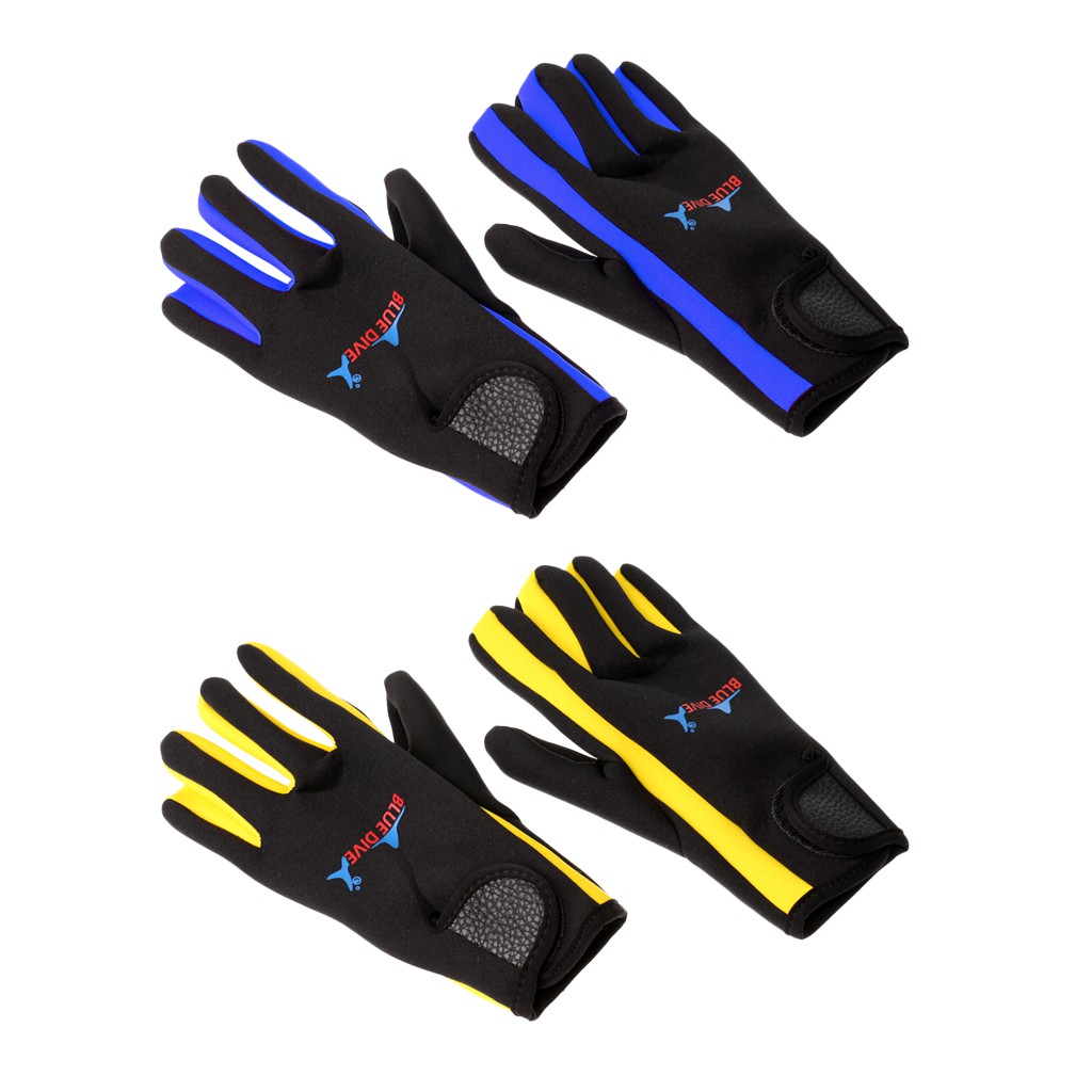 Wetsuits 1.5 mm Premium Neoprene Gloves Scuba Diving Five Finger Glove Blue Large Size 2Pcs
