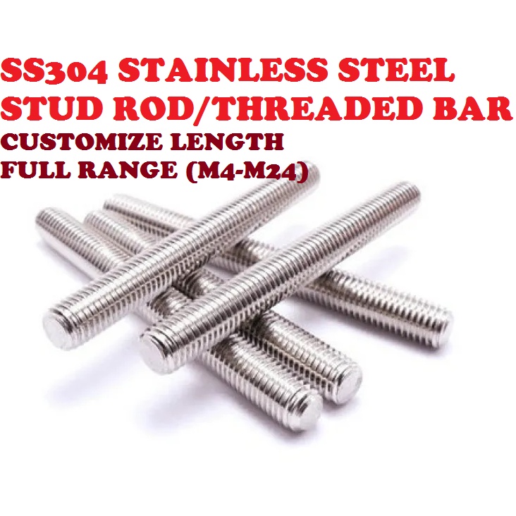 M20 to M24 Stainless Steel SS304 Threaded Bar / Stud Rod Stud Bolt