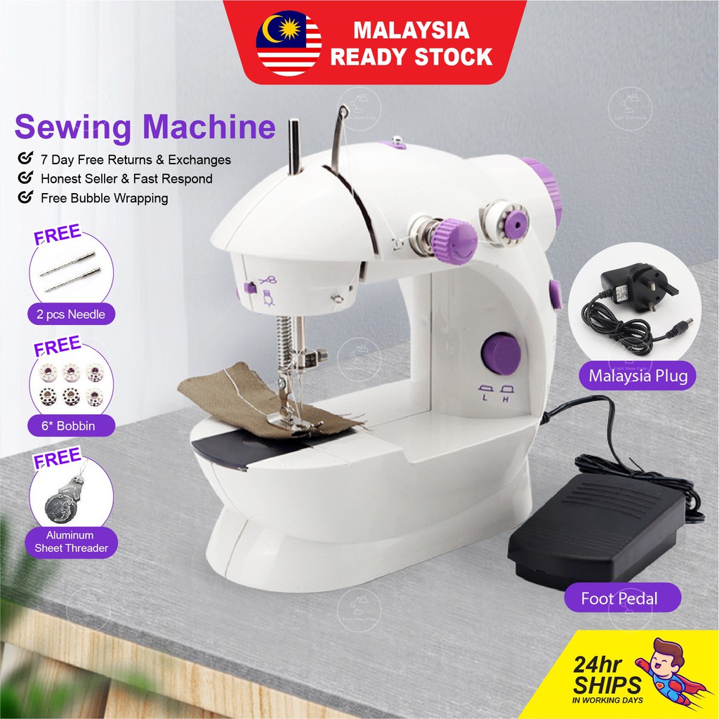 Ready Stock Mesin Jahit Mini Elektrik 202a Electric Sewing Machine Portable With Sewing Light Foot Pedal Uk Plug Free Shopee Malaysia