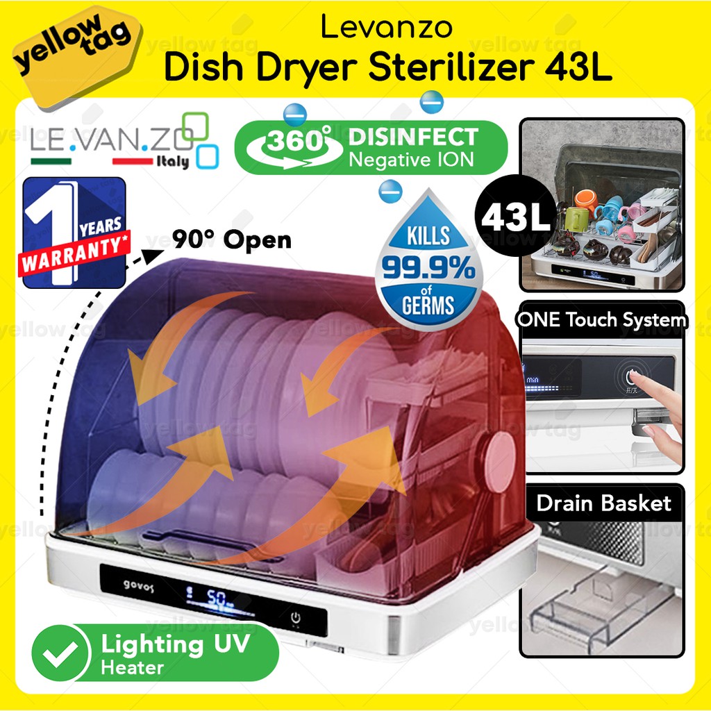 [STERILIZE] 43L Italy LEVANZO 2 in 1 UV Sterilizer Dish Dryer (Dry