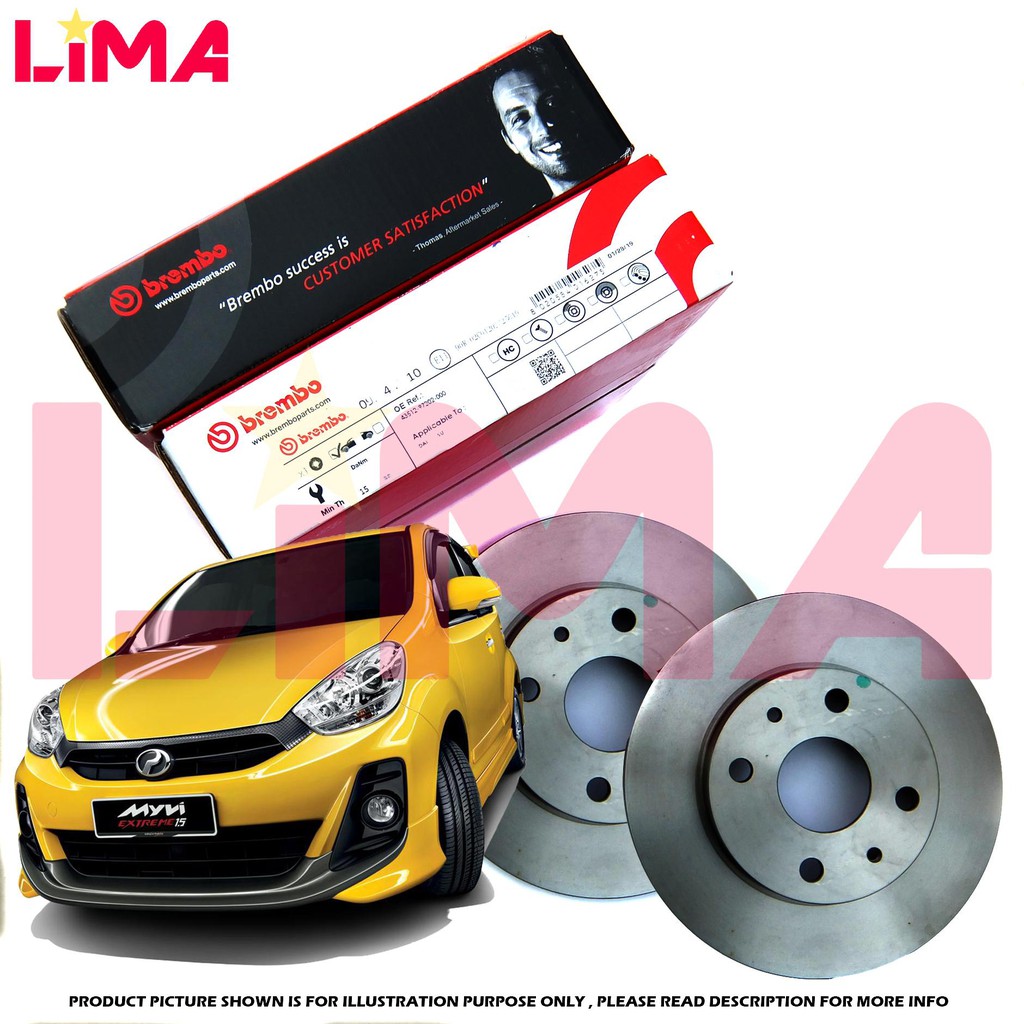 PERODUA MYVI LAGI BEST , MYVI ICON FRONT BRAKE DISC ROTOR 1 PAIR BREMBO
