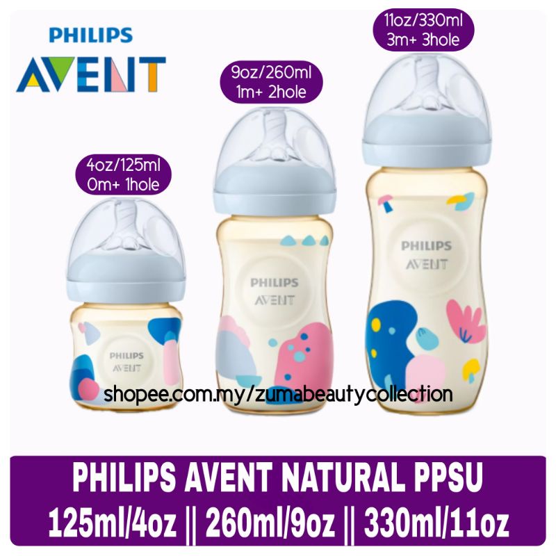 Philips Avent Natural PPSU Botol Susu 4oz/125ml || 9oz/260ml || 11oz ...