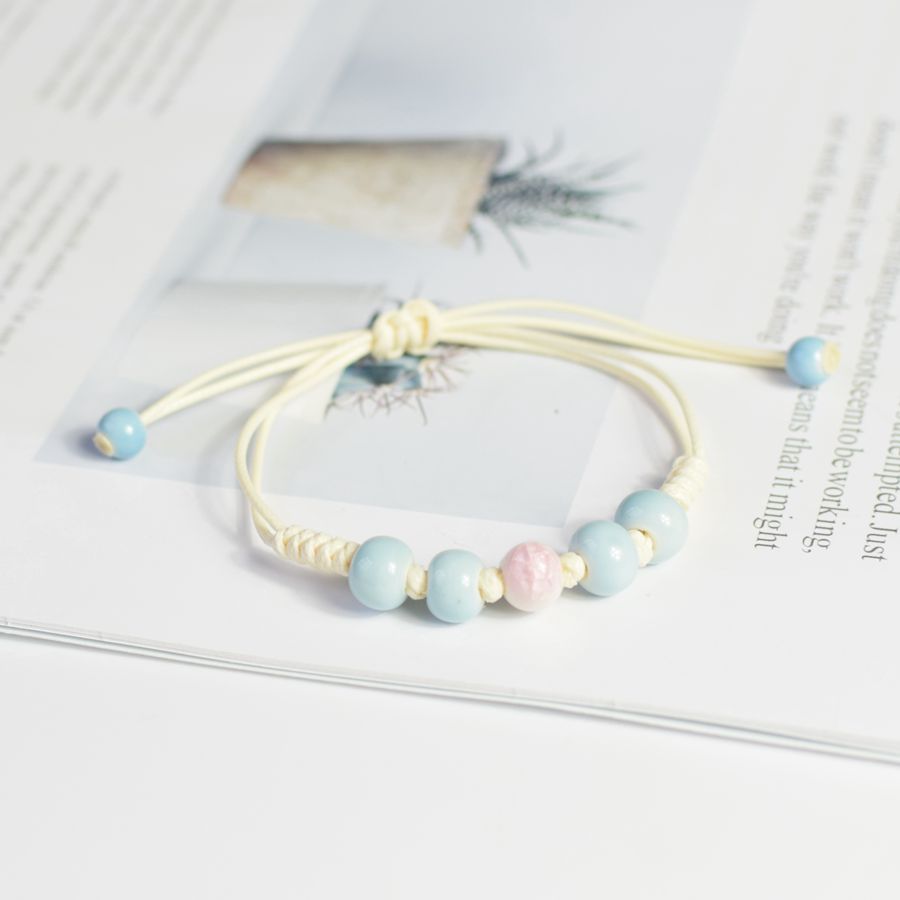 New Girls Korean Style Bracelet Handmade Ceramic Beads Woven Bracelets