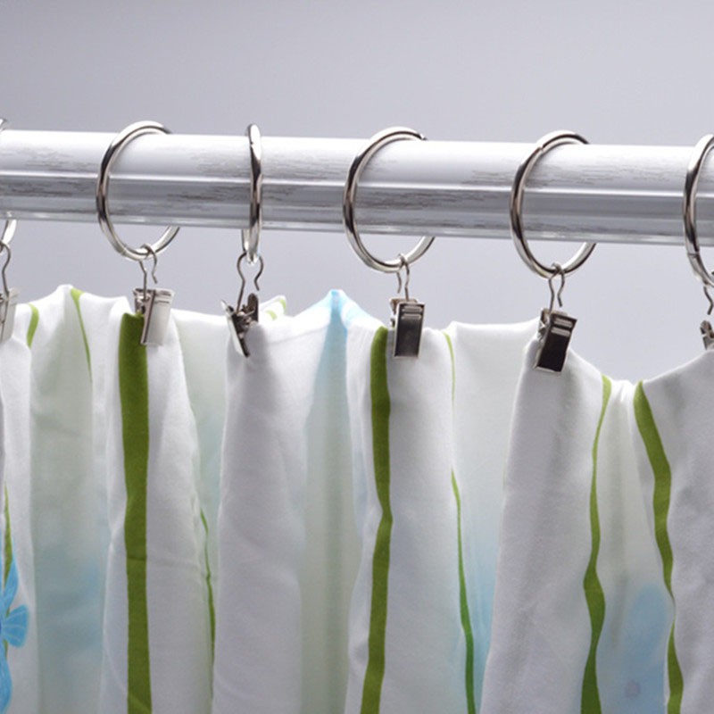 10pcs Movable Stainless Steel Shower Hanging Curtain Rod Clip