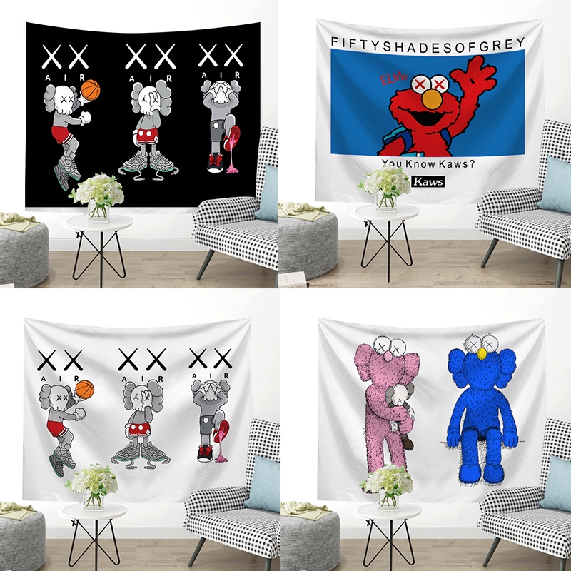 Kaws Tapestry Aj Air Wall Hanging Scarf Mat Sesame Street Elmo Living Room Bedroom Wall Tapestry