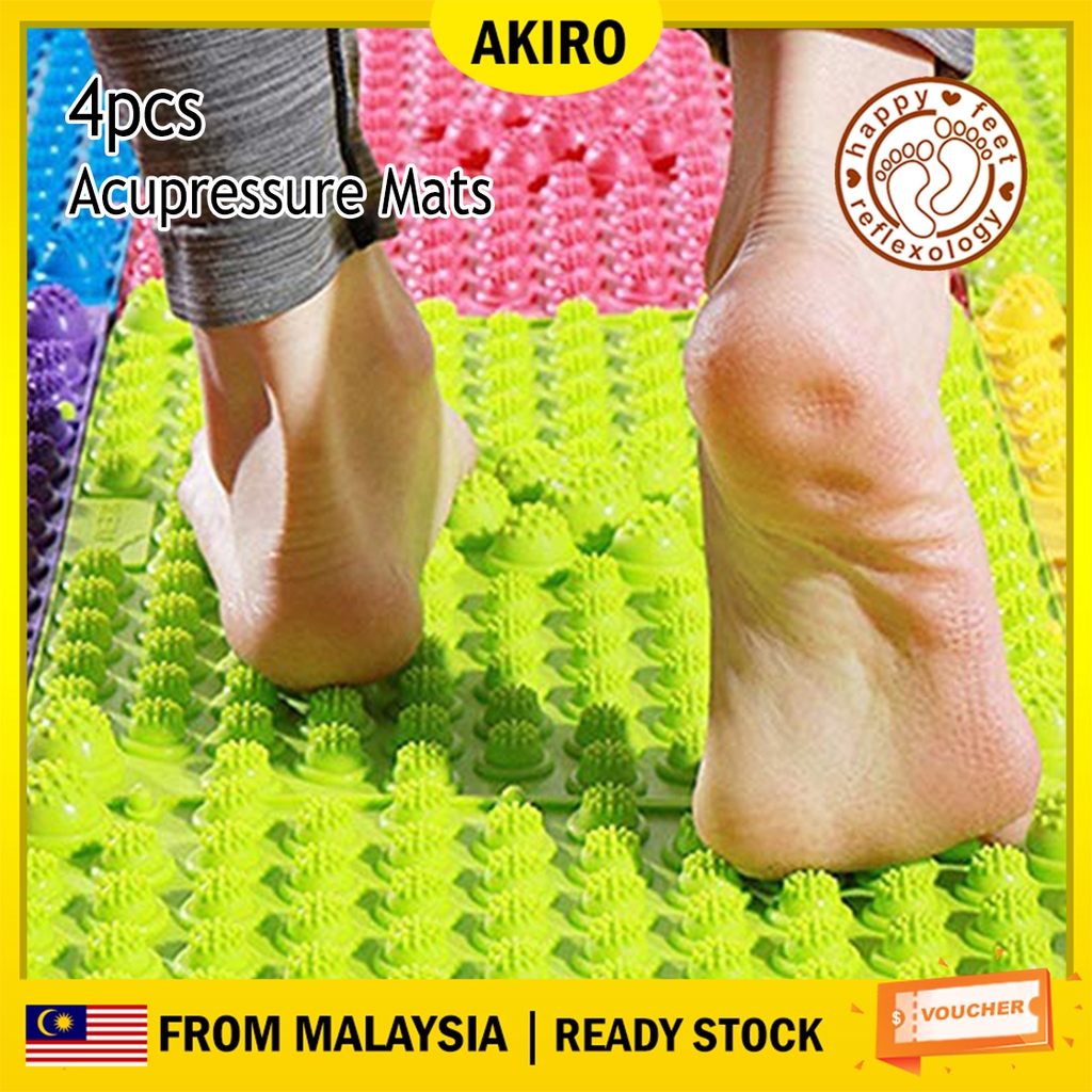 AKIRO 4pcs Acupressure Foot Massage Mat Reflexology Healthy Toe Walking