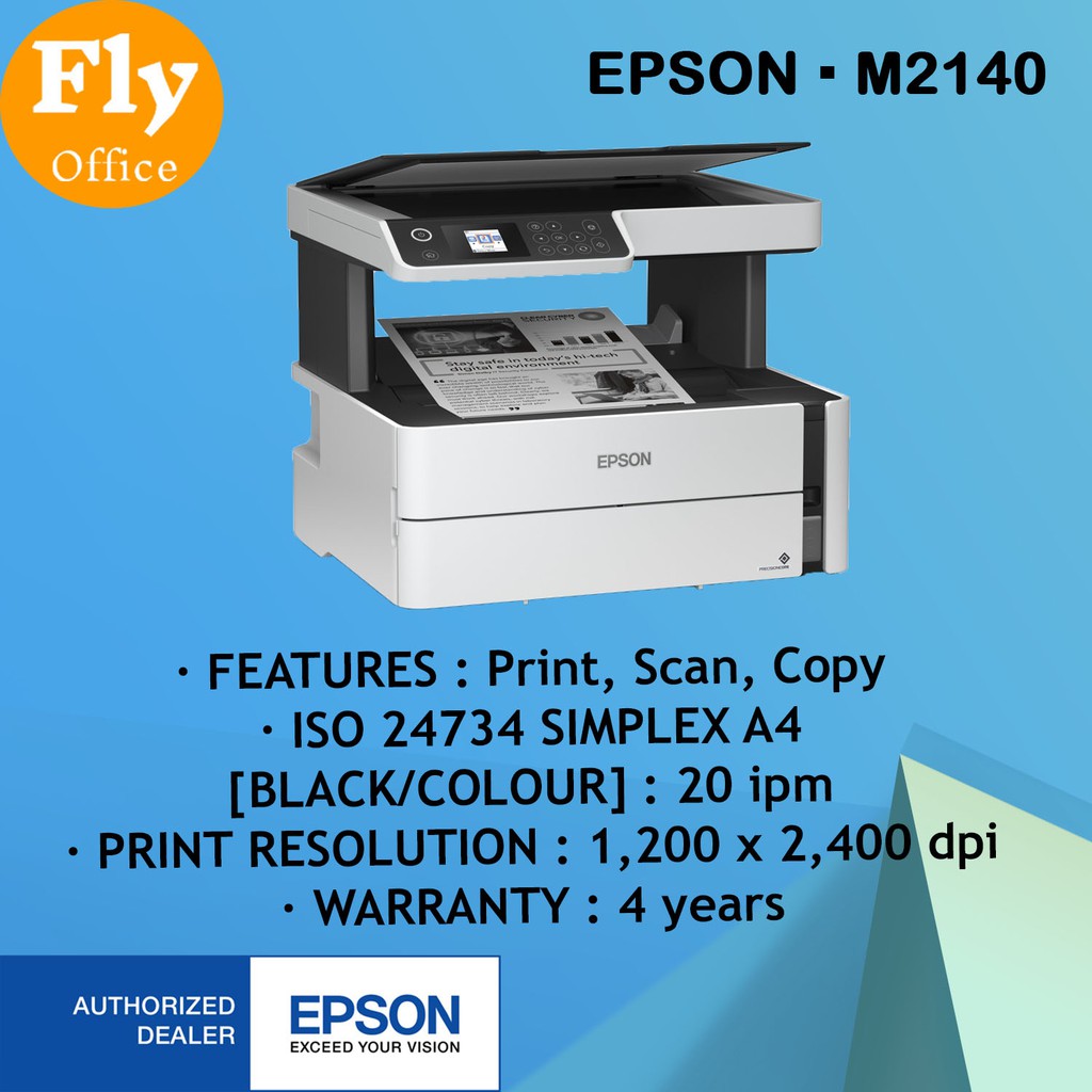 Epson Ecotank Monochrome M2140 All In One Print Scan Copy Duplex Print Ink Tank Printer 