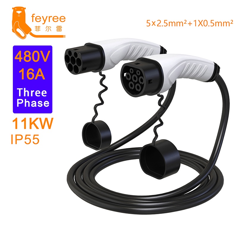 feyree EV Charger Cable Type 2 Female to Male Plug IEC62196-2 Adapter 16A 32A Charging Station 11/22KW for Electric Car