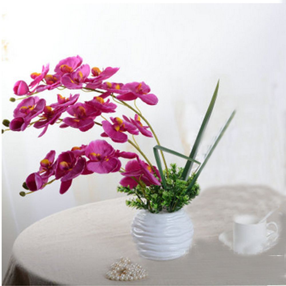 1 Pcs Elegant 8 Head Simulation Phalaenopsis Bonsai Home Decoration Bouquet