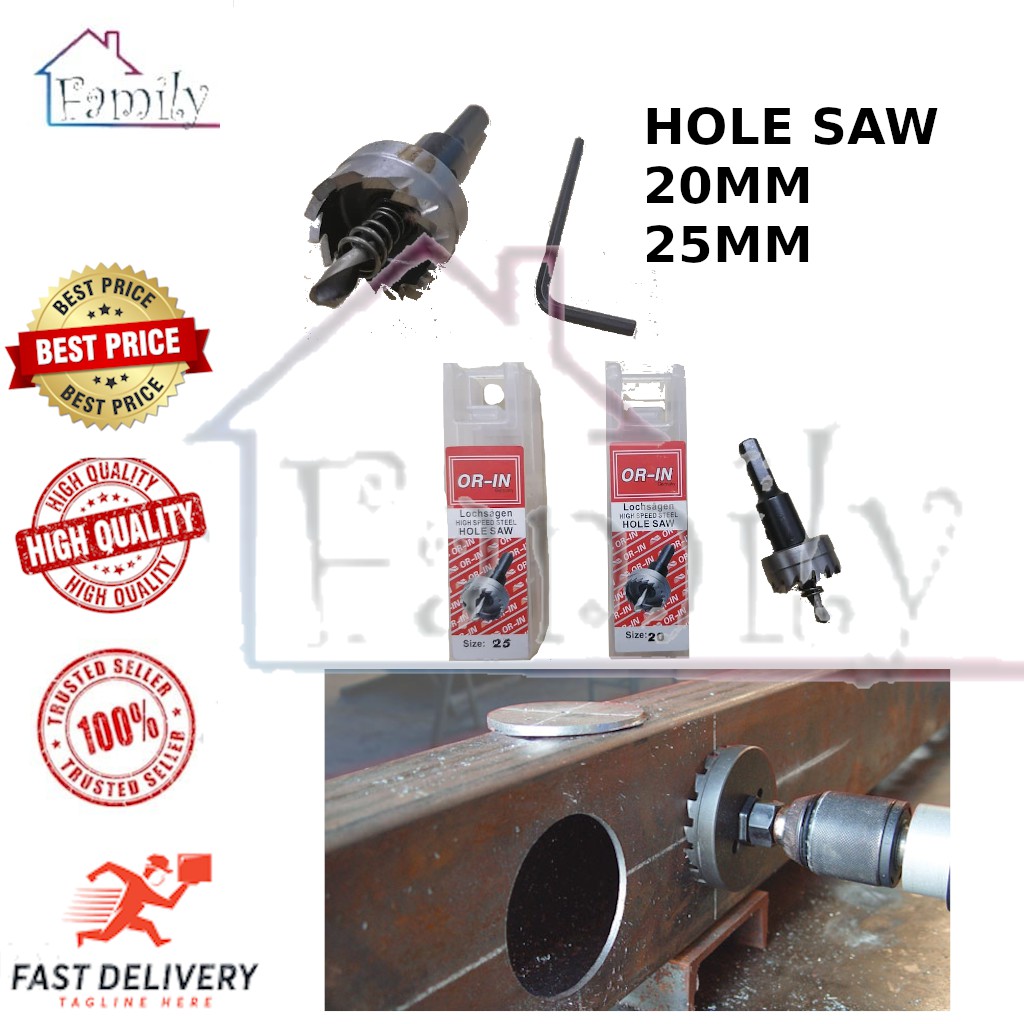 Holesaw Drill Bit High Speed Steel Hole saw Metal Cutter Drilling Power Tools 20MM 25MM Shopee