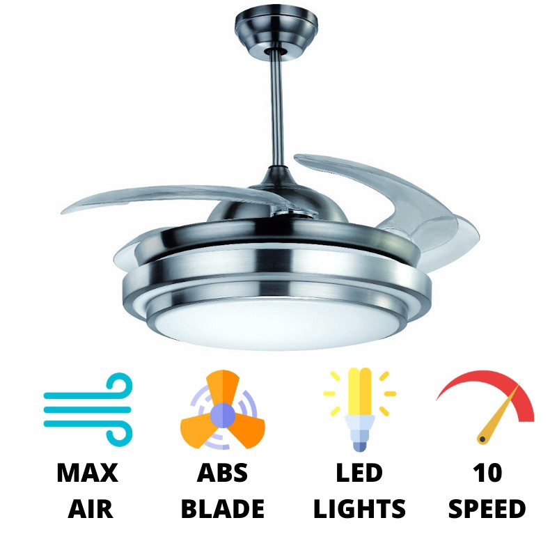 Fanco F117 Retractable Ceiling Fan Led Light Max Air Delivery With