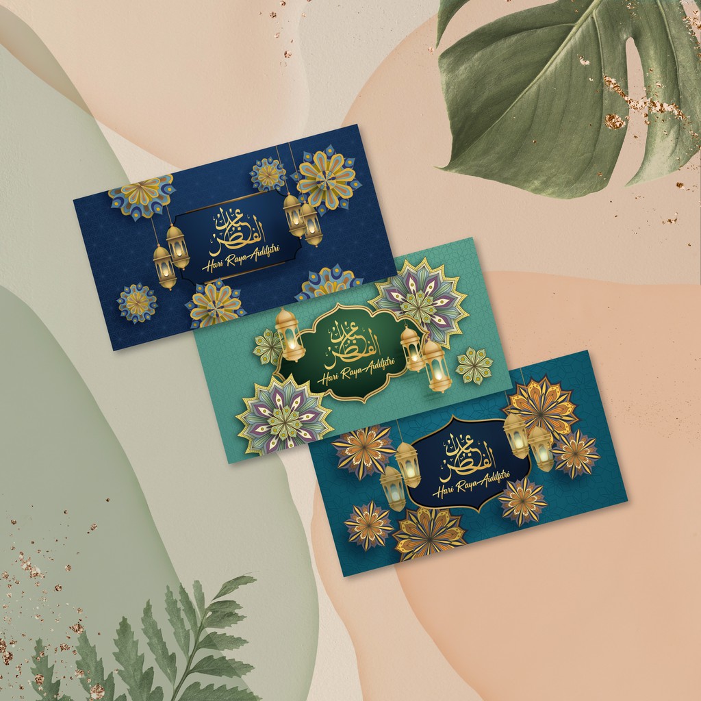 Premium Raya Packet Sampul Duit Raya Green Packet Gold Hotstamping