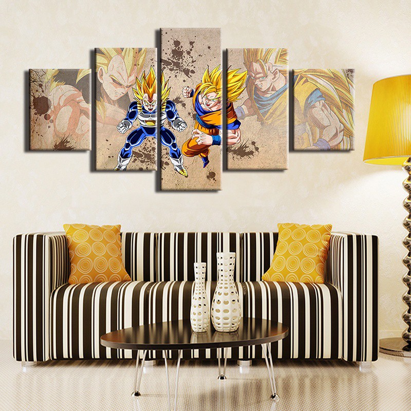 Unframed 5 Panels Dragon Ball Z Goku And Vegeta Module Posters Home Decor