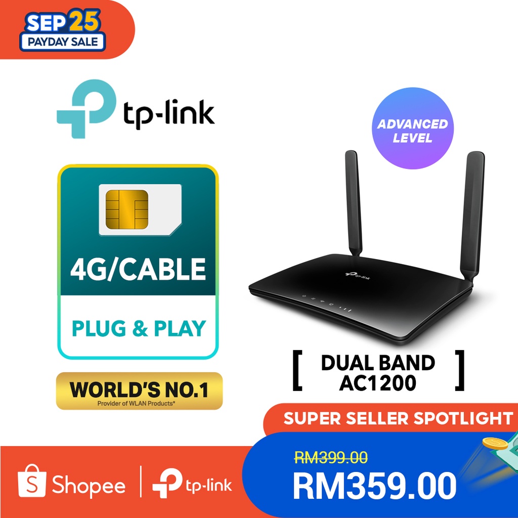 Fume Chalk regional TP-Link AC1200 ( 2.4Ghz+5Ghz ) 4G LTE Dual Band Wifi Direct Sim  Digi/Umobile/Maxis/Celcom/XOX/YES Modem Router TL-MR400 | Shopee Malaysia