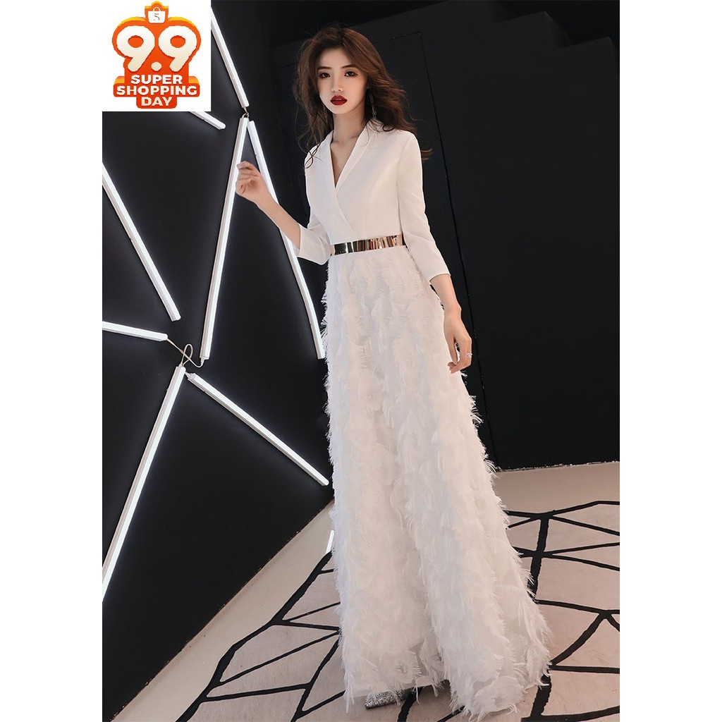 Tailor made White Dinner Dress Girl Women Jubah  Baju 