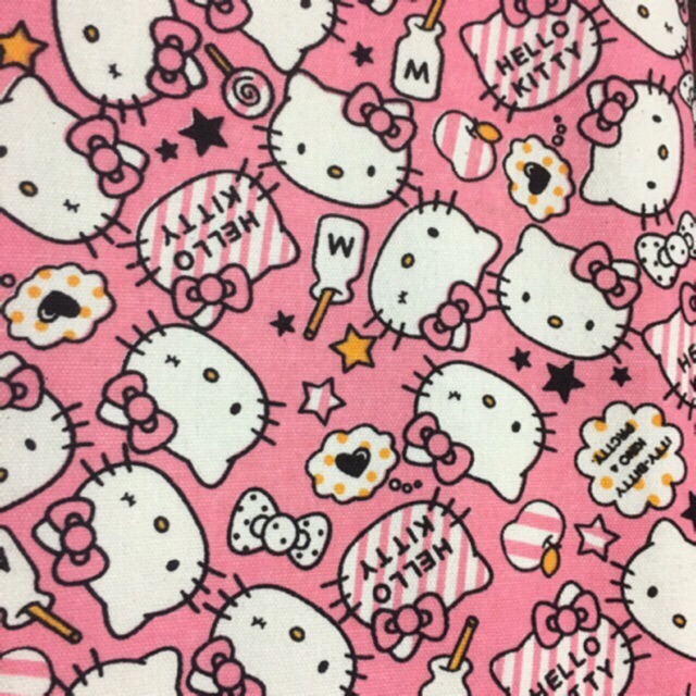 Pink Hello Kitty cotton canvas fabric/kain diy cloth | Shopee Malaysia