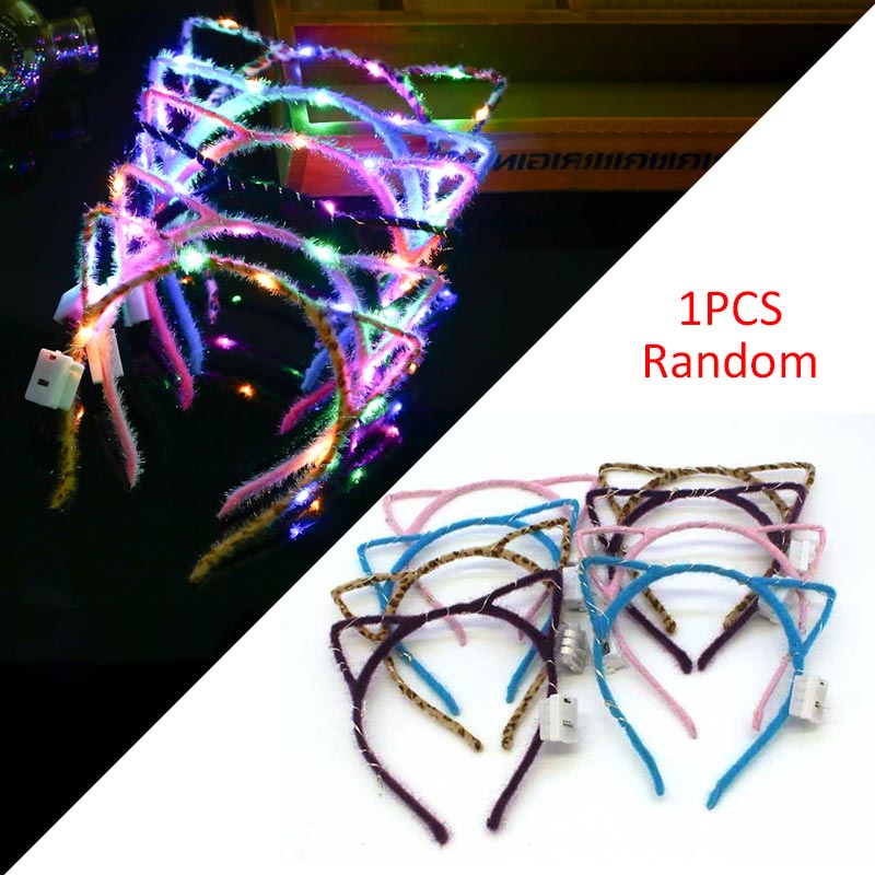 LED Glowing headband Lovely Rabbit Ears Women LED Light up Headband Hair Hoop Party Supplies Hair Ornament Lamp