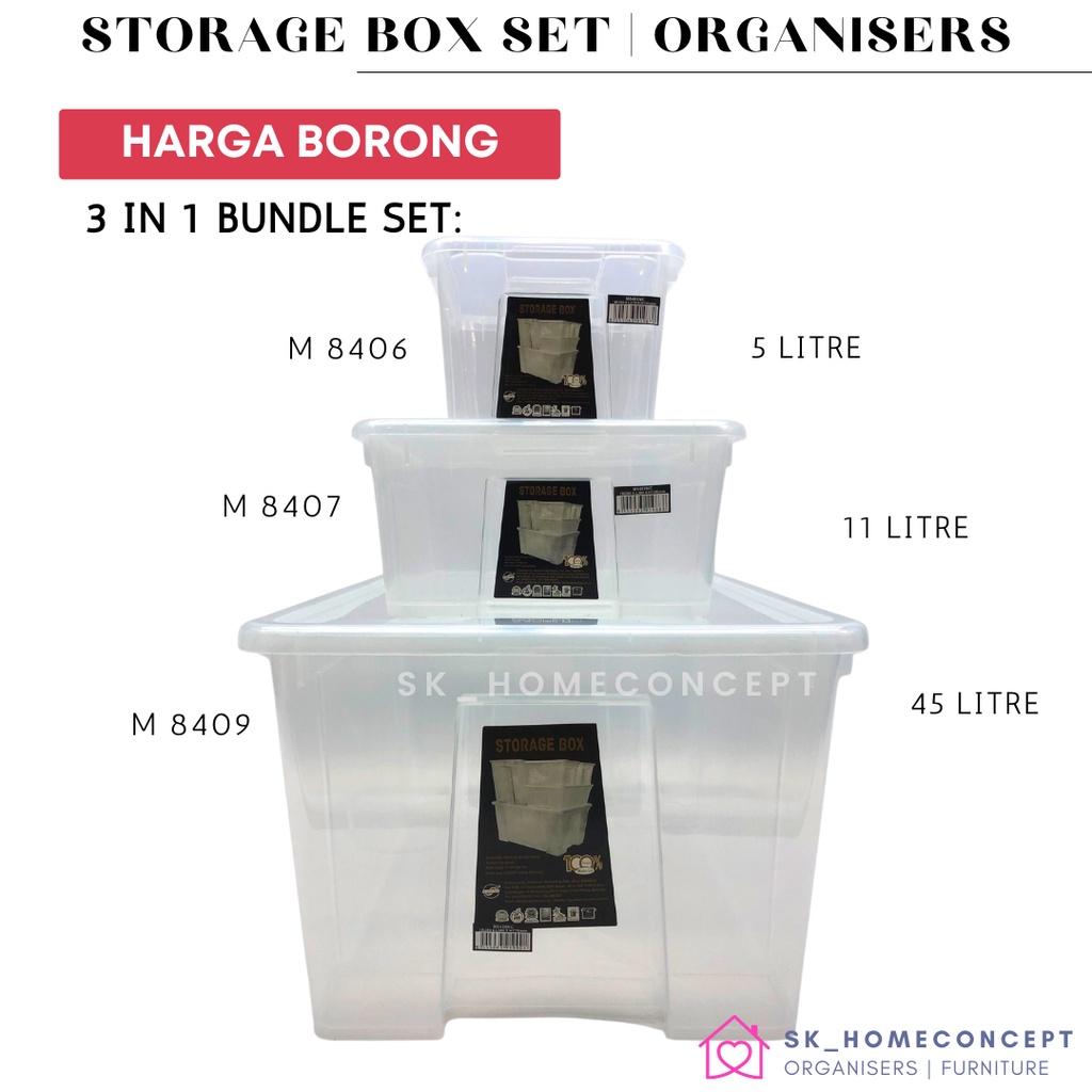 3 in 1 Plastic Storage Box | Organisers | Kotak Simpanan Plastik | Quality & Minimalist Storage Box | Muji & Ikea style