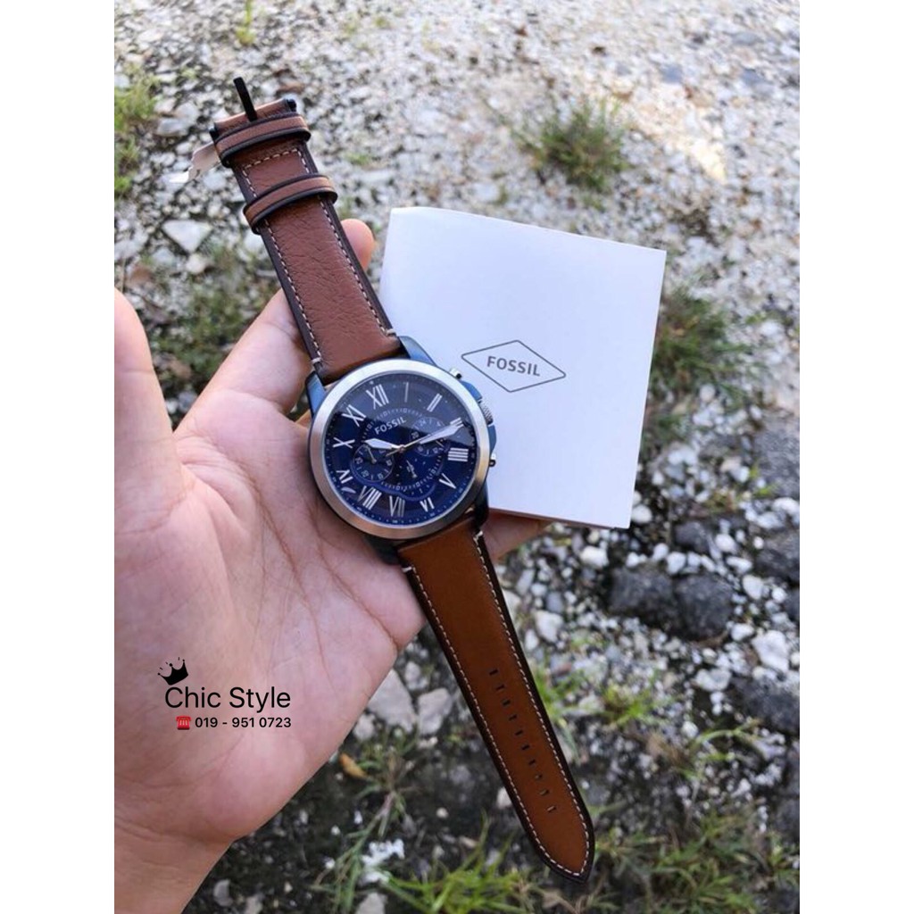 fossil fs5151 grant chronograph leather watch
