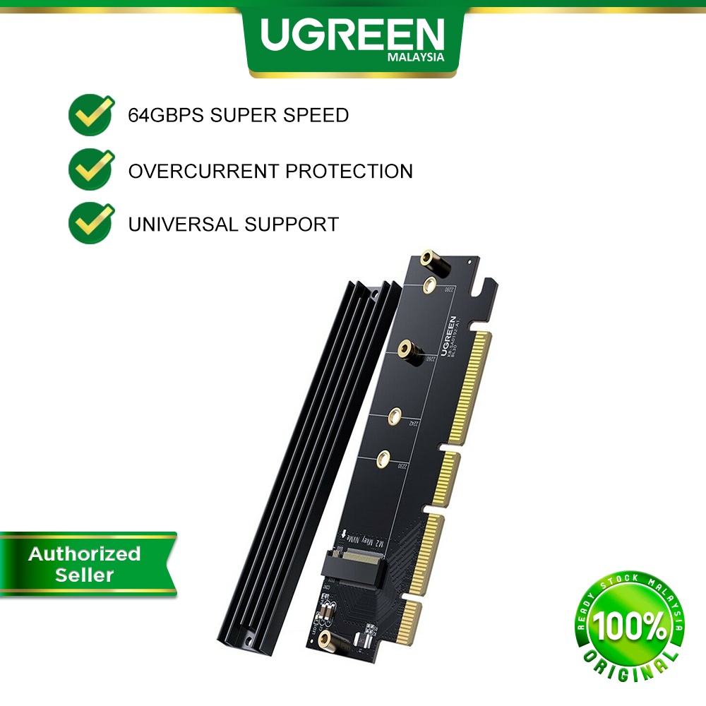 UGREEN NVMe PCIe Adapter M.2 SSD to PCIe 4.0 X16 X8 X4 Card with Heat Sink M.2 PCIe Adapter for M-Key M&B-Key NVMe SSD