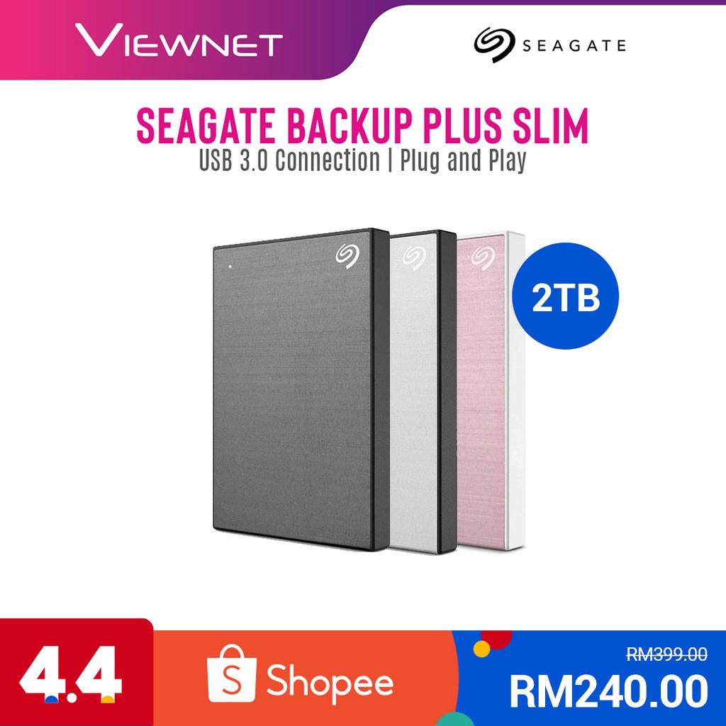 Seagate Backup Plus Slim Aluminum Texture Portable External Hard Disk Drive 1tb 2tb 4tb 5tb Shopee Malaysia