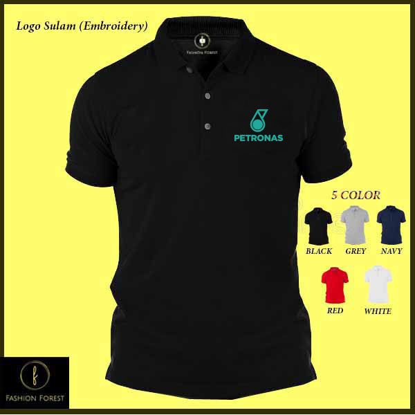 Polo T-Shirt Classic Petronas Carigali Oil & Gas Malaysia Racing Sport Motorsport Sulam Embroidery Baju 100% Cotton FGL