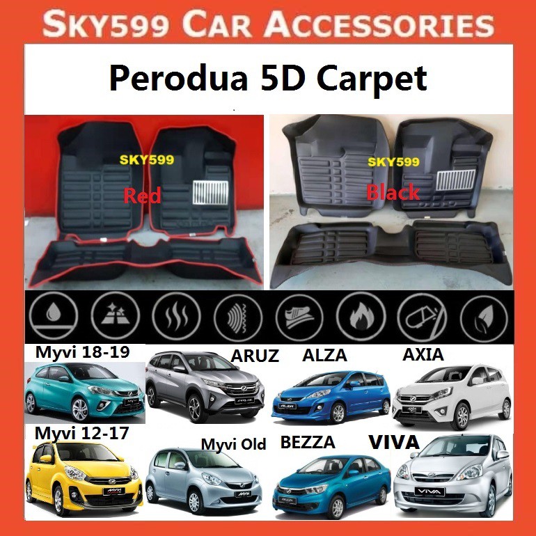 DONG-Perodua Axia Myvi Aruz Alza Bezza Viva 5D Carpet 