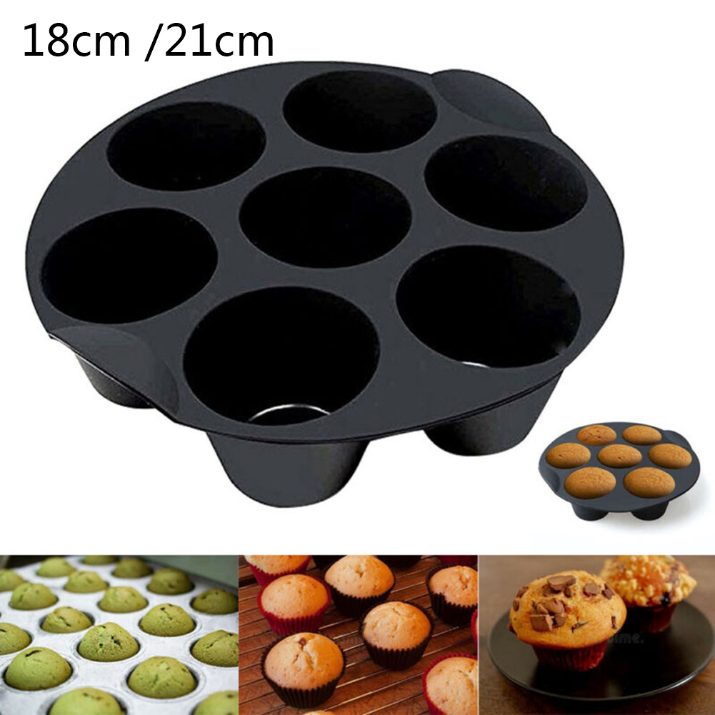 18/21cm Silicone Muffin Cake Cup Dish Baking Pan Reusable Air Fryer
